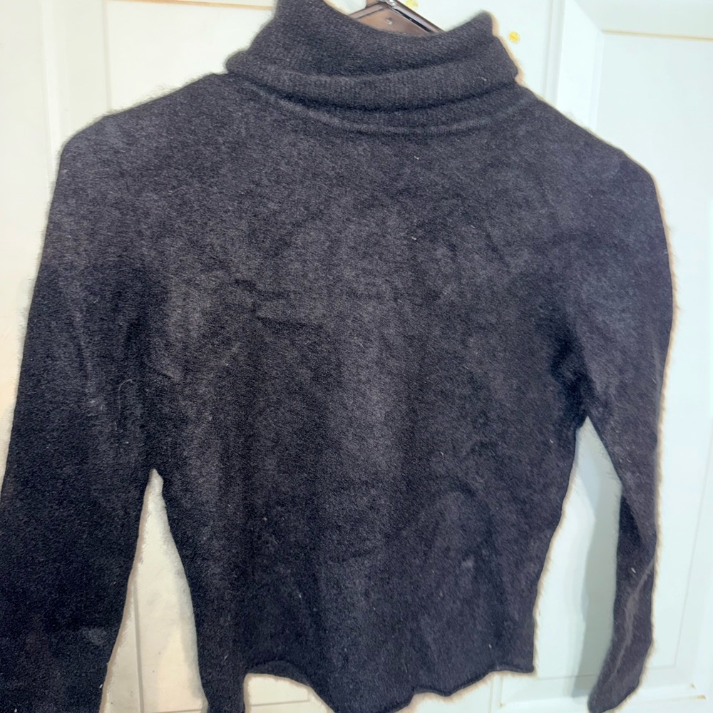 Neiman Marcus Cashmere Charcoal Turtleneck Sweater